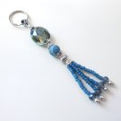 Glass Crystal and Druzy Agate Beaded Key Chain Handcrafted Unique Gift