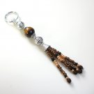 Brown Tiger Eye Beaded Key Chain Handcrafted Unique Gift