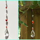 Beautiful Red Stone Heart and Sparkly Crystal Prism Sun Catcher