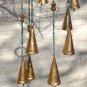 Chime with Bells Beaded Gold Turquoise Glass and Wood Unique Gift