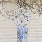 8 Inch Beaded Blue Round Mandala Suncatcher with Gemstone and Glass Unique Gift
