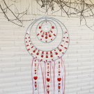 8 Inch Beaded Red Round Mandala Suncatcher with Crystal Glass Unique Gift