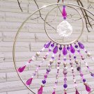 10 Inch Beaded Fuchsia Purple Round Suncatcher with Gemstones Unique Gift