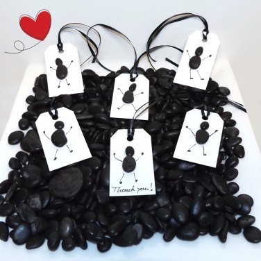 Handmade Cute and Unique Pebble Man Gift Tags Blank â�� Set of 2