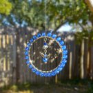 3.5 inch Angel Suncatcher Beaded Wire Wrapped Round Cobalt Blue
