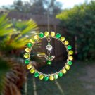 3.5 inch Angel Suncatcher Beaded Wire Wrapped Round Green Yellow