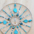 12 Inch Beaded Turquoise Round Suncatcher with Gemstones Unique Gift