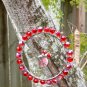 Suncatcher Glass Beaded Frog Wire Wrapped Red