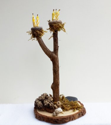 Wood Candle Stand Fairy Accessories Dollhouse Mini Enchanted Garden (b)