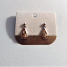 Liz Claiborne Teardrop Pierced Post Layered Earrings Vintage Copper Silver Tarnished Small Dangles