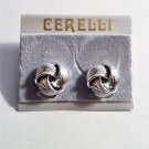 Brushed Leaf Circle Lisner Signed Clip On Screwback Earrings Vintage New Silver Big Discs