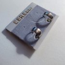 Box Lined Hoops Clip On Earrings Vintage Silver Tone Round Domed Open Band