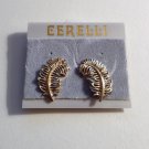 Spiky Leaf Coro Clip On Earrings Vintage Gold Tone Curved Stems