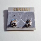 Art Deco Swirl Bead Clip On Earrings Vintage New Silver Tone Round Buttons