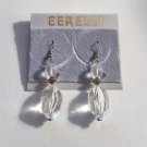Clear Lucite Bead Wire Pierced Earrings Vintage Silver Tone Long Twisted Dangle Beads