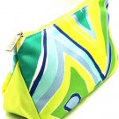 Clinique Yellow Green Blue Wave Travel Jewelry Cosmetic Toiletry Zipper Purse Bag Pouch