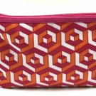 Clinique Jonathan Adler Orange Pink White Makeup Travel Jewelry Toiletry Cosmetic Zipper Bag Purse