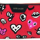 Estee Lauder Quentin Jones Heart Red Black Pink Makeup Jewelry Toiletry Cosmetic Zipper New Bag