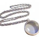 Magnifying Glass 4.5x Power Pendant Silver Tone 36" Rope Link Chain Necklace Spring Clasp Closure