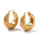 24k Gold Plated Thick Band Hoops Pierced Post 40mm Long Earrings