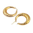 24K Gold Plated Hammered Hoop Pierced Post Earrings 43mm
