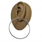 Thin 2 Inch Hoop Pierced Stud Post Earrings Silver Extra Large Open