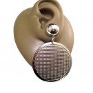 Big Textured Discs Hoop Pierced Earrings Silver Wide Band Edge Round Button