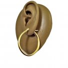 Oval Hoop Pierced Earrings Gold 1 1/2" 38mm 3mm Wide Band Stainless Steel Rings