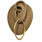 Oval Hoop Flat Band Drop Gold Tone Pierce Earrings Gold Tone 1 3/4" Long Dangles
