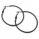 Black 1 1/2" Pierced Hoop Thin Earrings