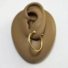 Big Round Tube Pierced Earrings Gold Tone 1" 25mm Hoop 2mm Stainless Steel