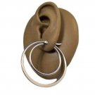 Double Hoop Pierced Post Stud Silver Tone Earrings 1 5/8" 46mm Extra Large Flat