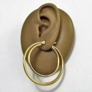 Double Hoop Gold Pierced Earrings Gold Tone 1 5/8" 46mm Round Surgical Steel Ban