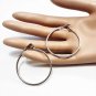 1 5/8" 41mm Hoops Clip On Earrings Silver Plated 2mm Tube Round Polished Plain Finish Comfort Bead