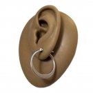 Wide Bottom 1" 25mm Hoops Pierced Stud Earrings Silver Tone Vintage Nickel Free