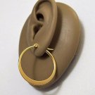 Flat Bottom Hoop 2mm Pierced Earrings Gold Tone Graduated Band 1 1/4" 30mm