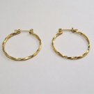 Twisted Band Hoop Pierced Post Earrings Gold Plated