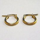 15mm Gold 2mm Small Hoop Pierced Earrings 5/8" Stainless Steel Nickel Free