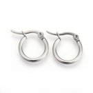 Silver Ring Pierced Post Hoop Stainless Earrings 15mm 5/8" Stainless Steel