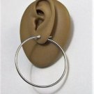 2 1/8" Large Round Hoop Thin Tube 55mm Pierced Post Earrings Silver Tone