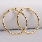1 1/4" Frosted Hoop Pierced Post Stud Gold Tone Earrings Textured 36mm