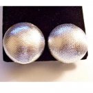 Big Glitter Buttons Clip On Earrings Silver Tone Vintage Fabric Cover Domed Ball