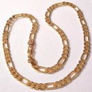 Figaro 24KGP Unisex Link Chain Necklace Gold 22 Inches Long
