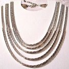 Monet Five Strand Necklace Choker Silver Tone Vintage Box Chain Link Round