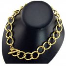 Monet Toggle Bar Necklace Choker Gold Plated Vintage Extra Large Open Curb Links