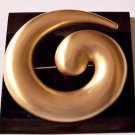 Monet Open Swirl Pin Brooch Gold Tone Vintage Satin Spiral Band