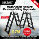 3.7/4.7/5.7/6.7M Aluminium Folding Step Ladder Extension Multi-Purpose Platform
