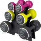Body Sculpture Neoprene-Coated Free‑Weight Dumbbell Set with Rack Set includes 3