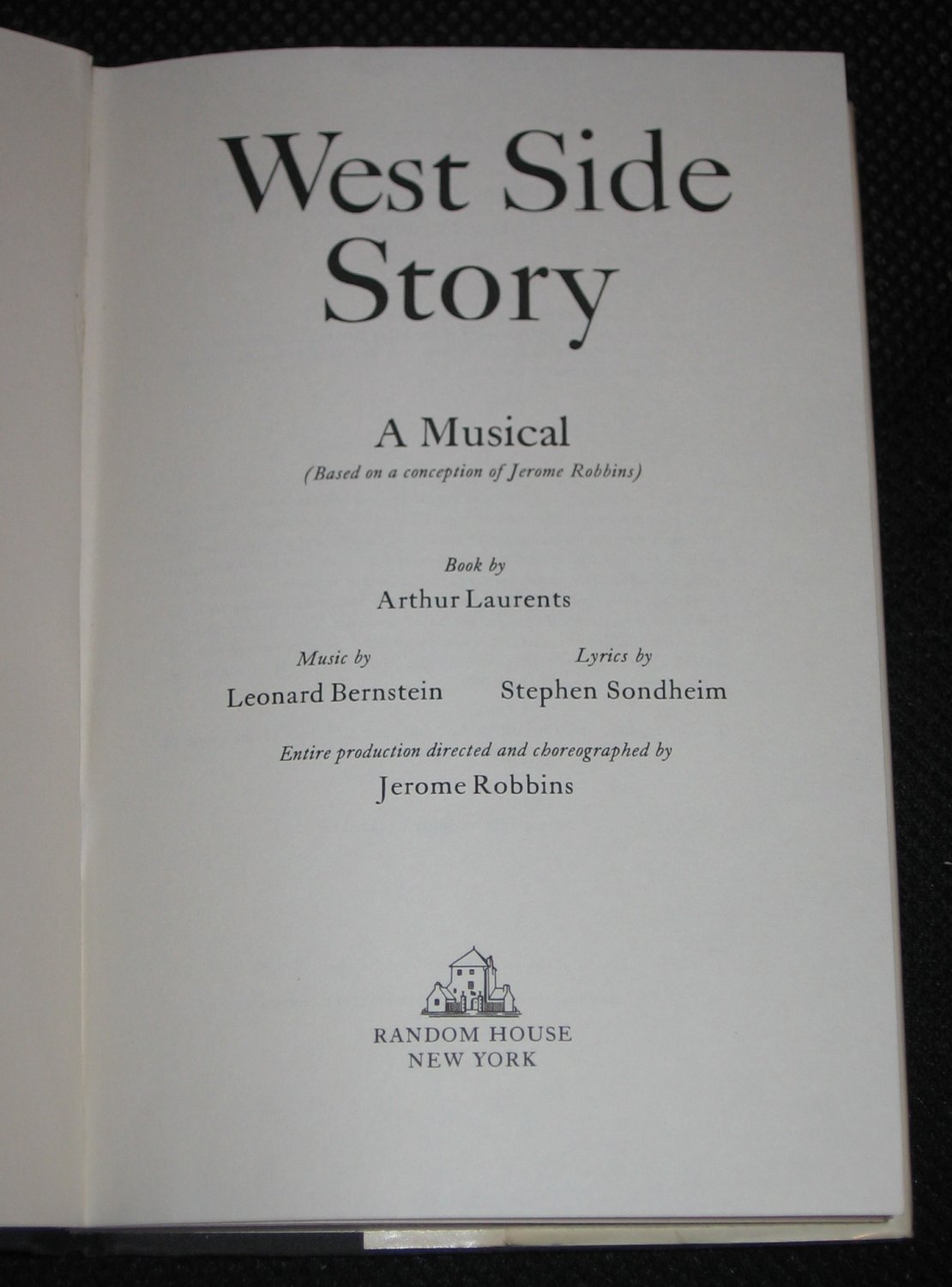 Vintage West Side Story A Musical Laurents Bernstein Sondheim Hardcover Book Random House