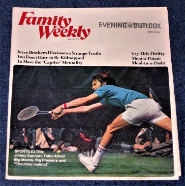 Jimmy Connors Vintage 1975 Evening Outlook Newspaper Family Weekly Magazine